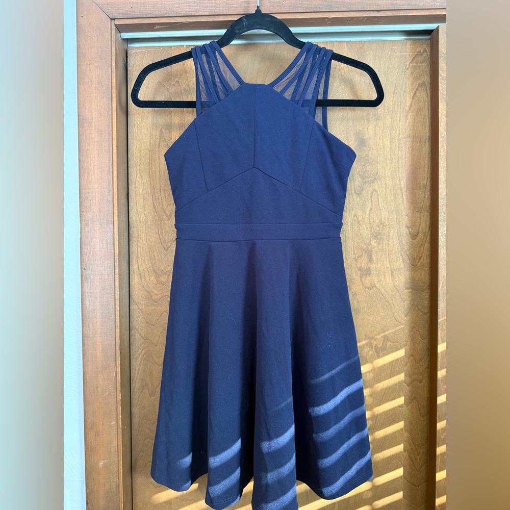 Chic Navy Blue Kids Casual Dress